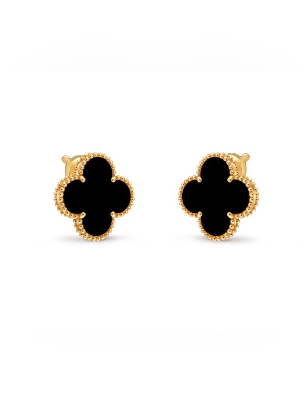 RARE Van Cleef & Arpels Magic Onyx Alhambra single motif earrings FULL SET - Picture 5 of 15